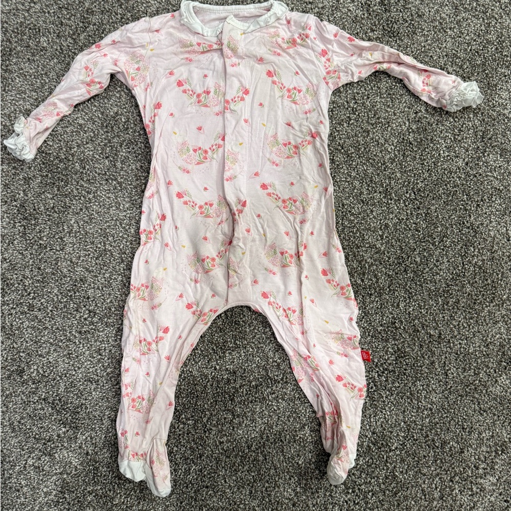 Magnetic Me Pink Floral Kids Footie
